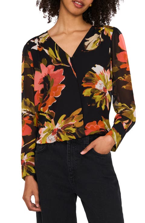 Floral Wrap Front Top