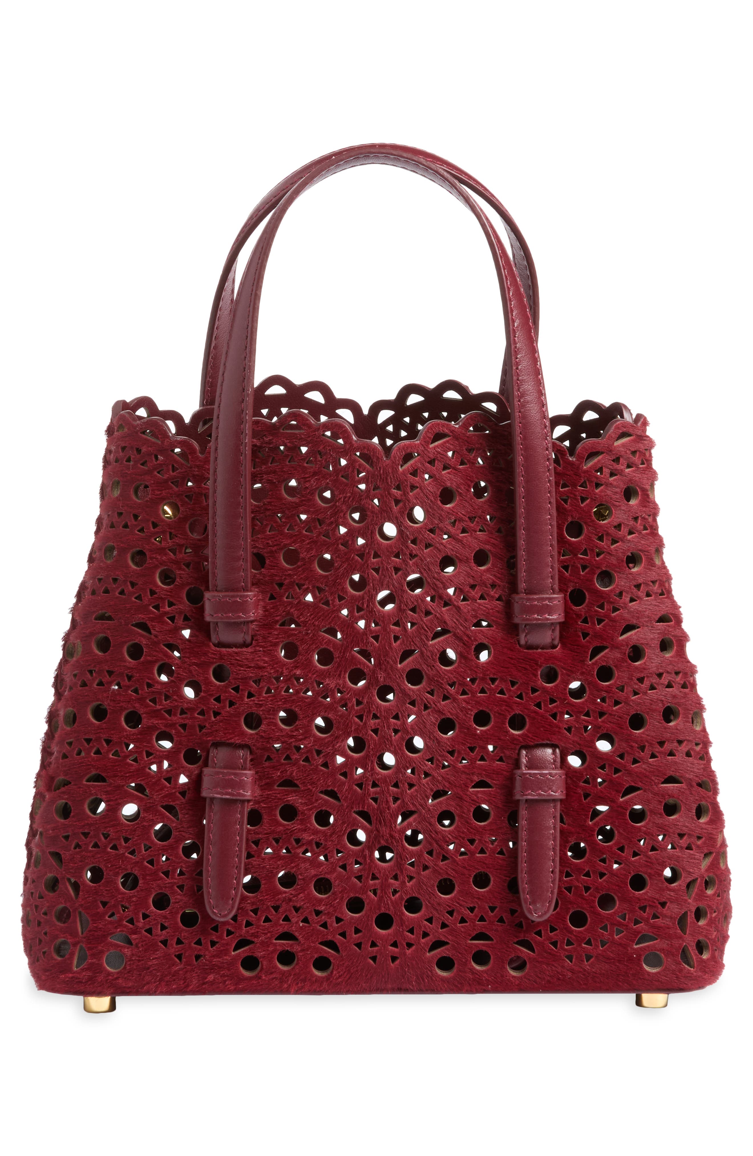 Mina 20 Perforated Genuine Calf Hair Tote, Alternate, color, CERISE