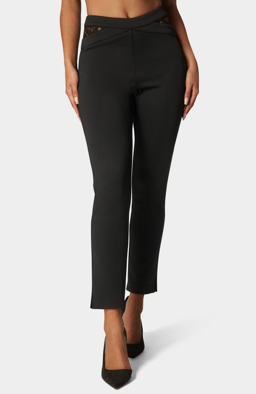 Bebe High Waist Lace Detail Slim Leg Pant In Black