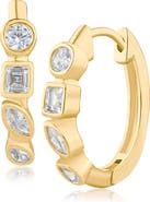 CZ by Kenneth Jay Lane Bezel Mixed Cut Cubic Zirconia Huggie Hoops