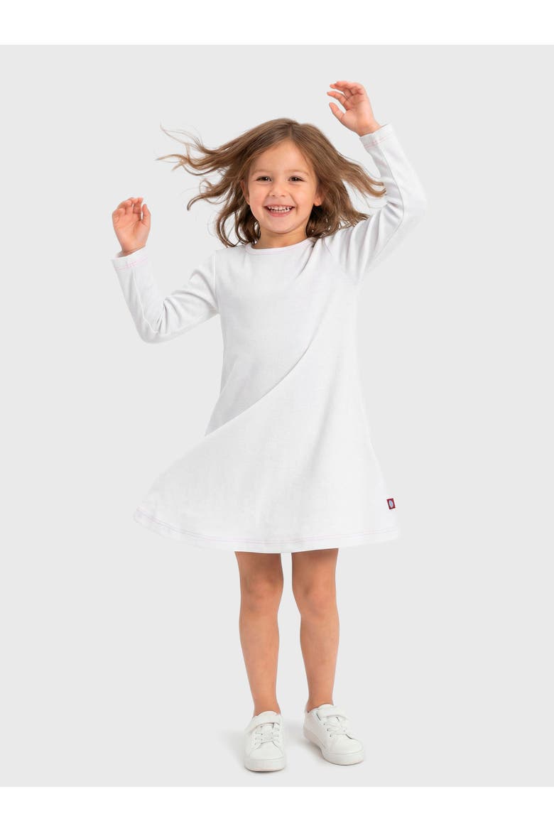 Girl's Soft 100% Cotton Baby Rib Long Sleeve Dress, Alternate, color, White
