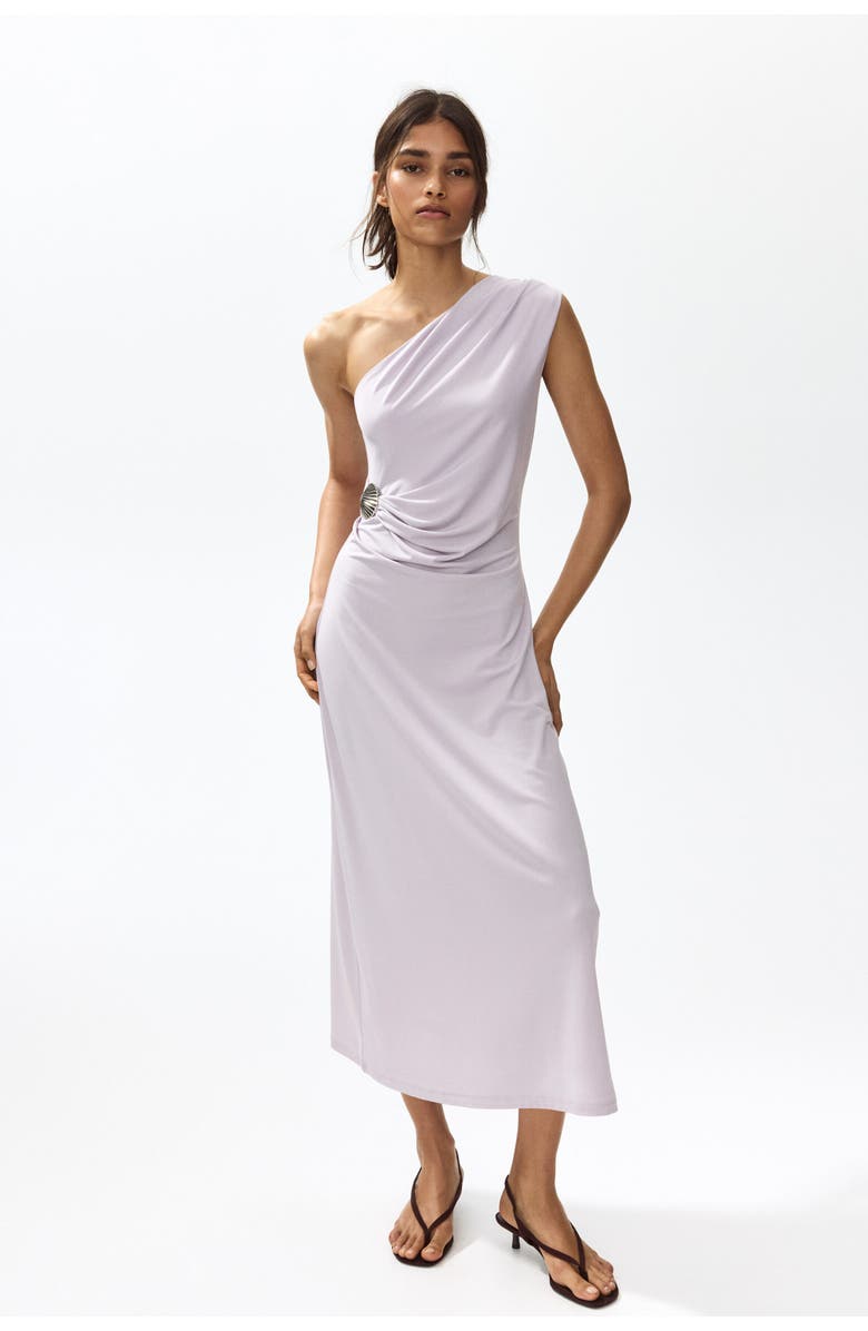 H&M Draped One-shoulder Dress, Alternate, color, Light Purple