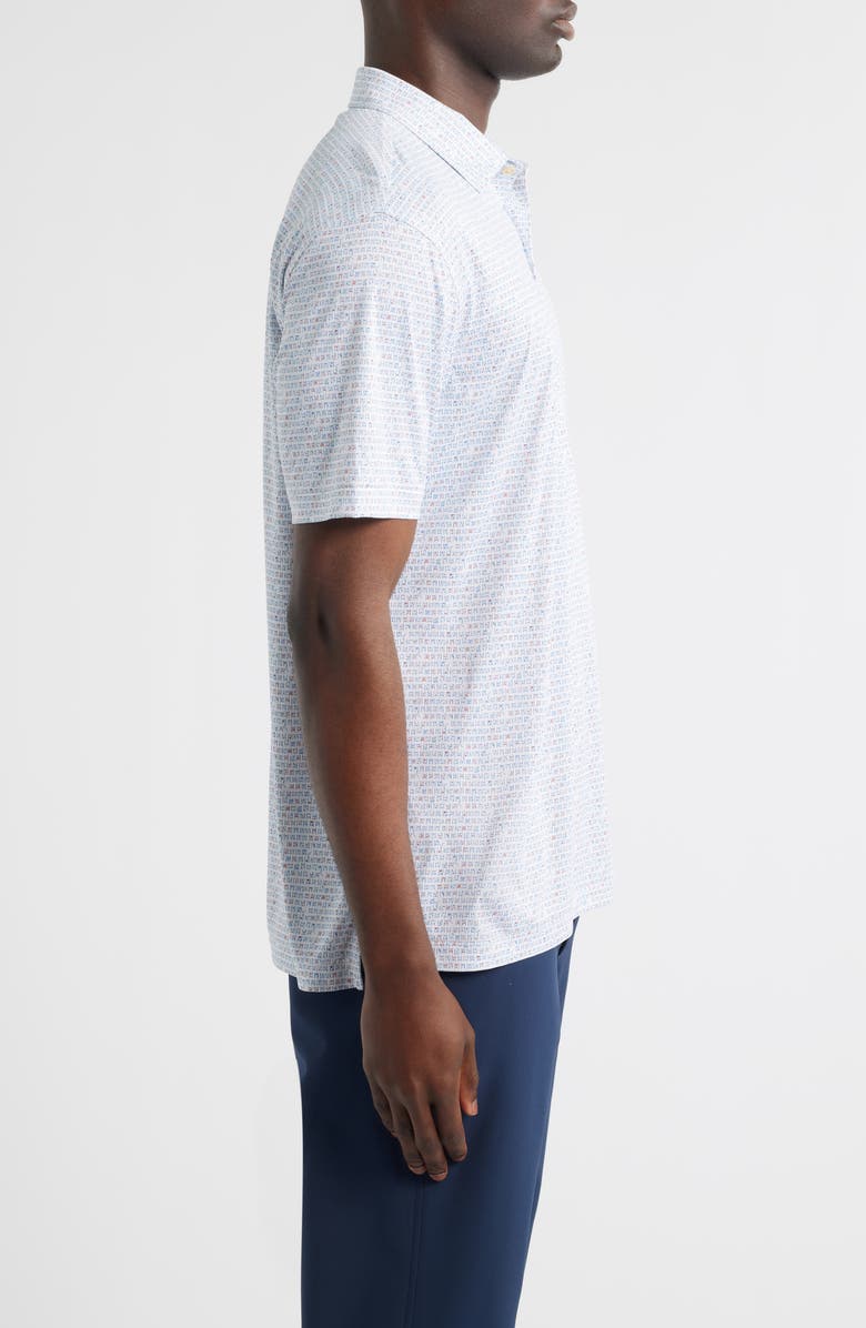 Peter Millar Featherweight Cornhole Print Performance Polo, Alternate, color, White