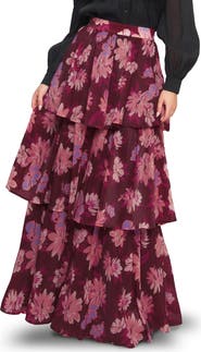 FLYING TOMATO Floral Layered Maxi Skirt