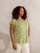 Live Unlimited Ditsy Jersey Flutter Sleeve Top
