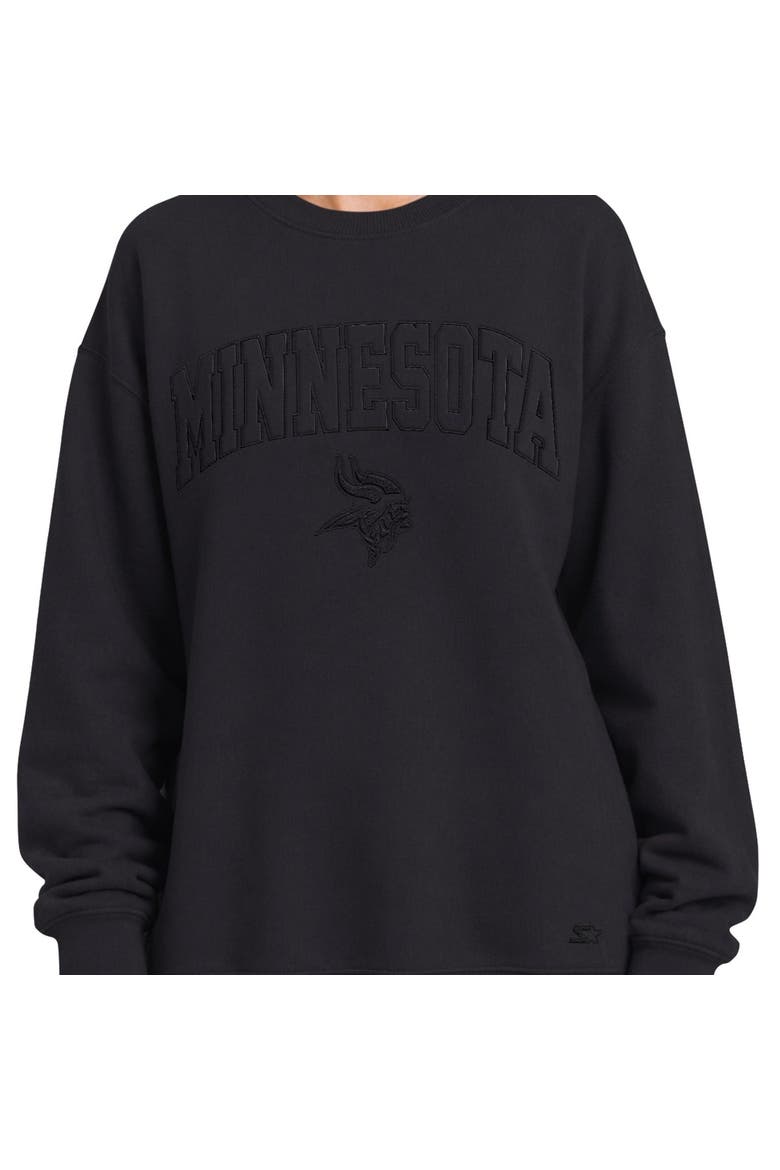 Women's Starter  Black Minnesota Vikings Athleisure Oversized Fleece Sweatshirt, Alternate, color, Black