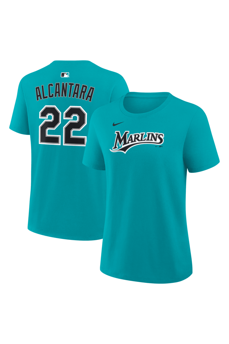 Women's Nike Sandy Alcantara Teal Miami Marlins Name & Number T-Shirt, Main, color, Teal