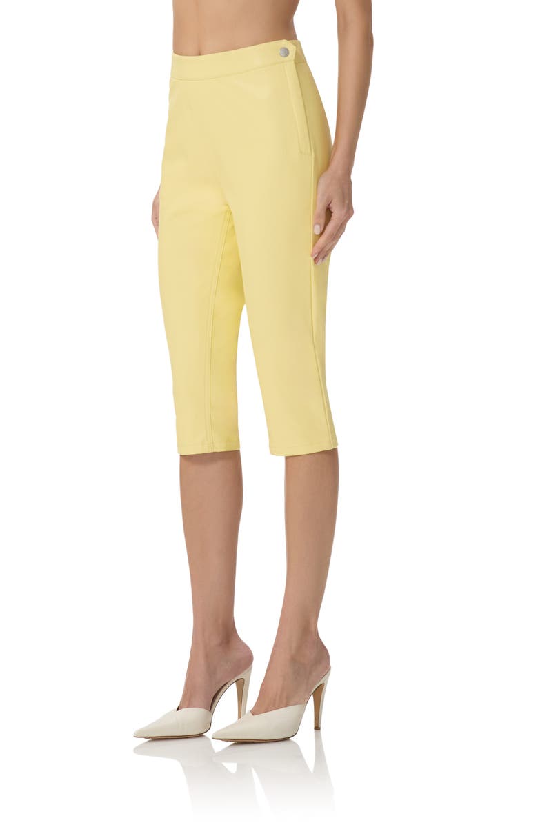 AFRM Calla Faux Leather Capri Pants, Alternate, color, Lemon Meringue