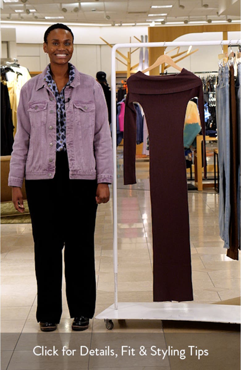 Phylis Off the Shoulder Long Sleeve Rib Maxi Dress, sales video thumbnail