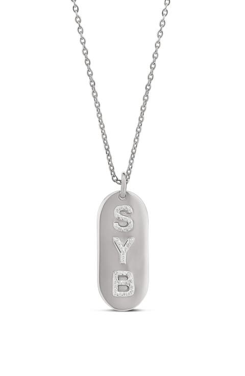 Pavé Cubic Zirconia Name Tag Pendant Necklace