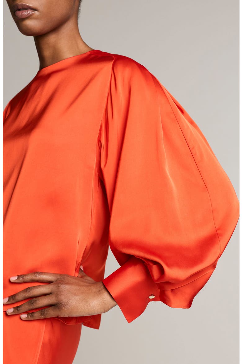 Tie Back Satin Top, Alternate, color, CRIMSON