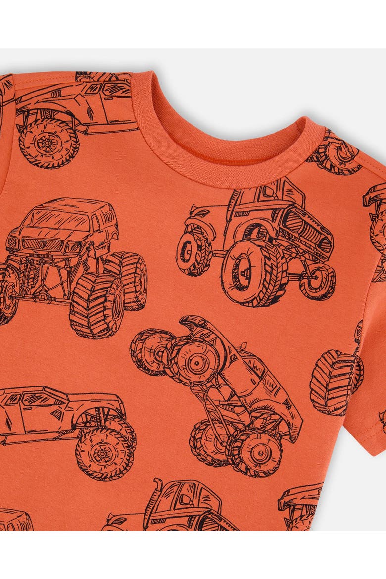 Organic Cotton Jersey Trucks T-Shirt, Alternate, color, Orange Printed Trucks