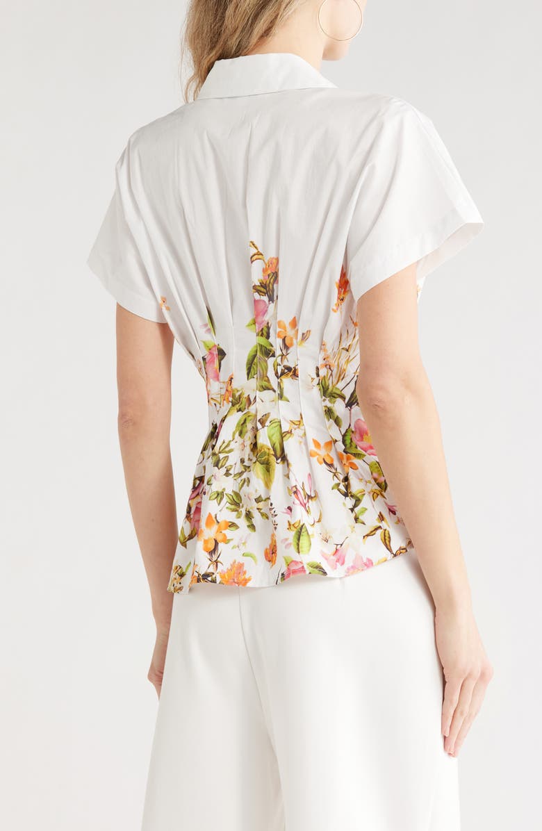 JASON WU Short Sleeve Printed Top, Alternate, color, Trailing Flowers White Ground
