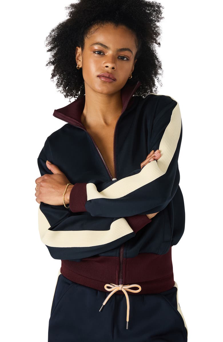 Steve Madden Daisy Colorblock Track Jacket, Alternate, color, Midnight