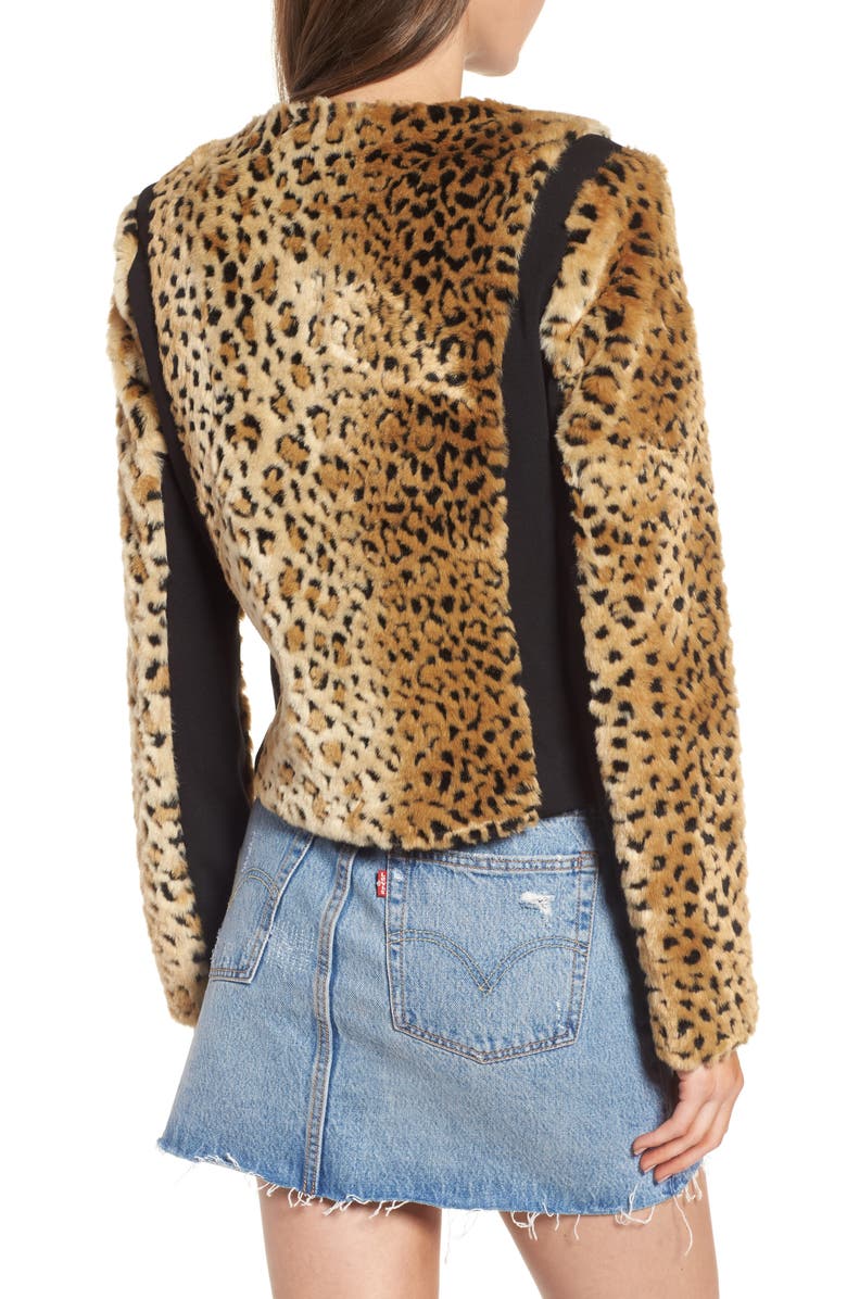 Tinsel Faux Fur Leopard Jacket, Alternate, color, 