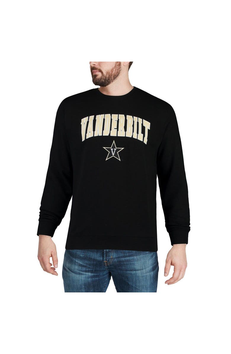 COLOSSEUM Men's Colosseum Black Vanderbilt Commodores Arch & Logo Crew Neck Sweatshirt, Alternate, color, 