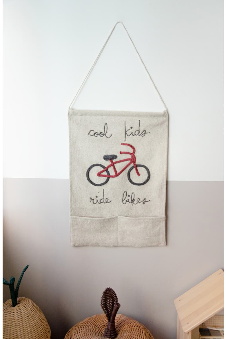 Cool Kids Pocket Canvas Wall Hanging, Alternate, color, NATURAL DARK GREY DARK RED