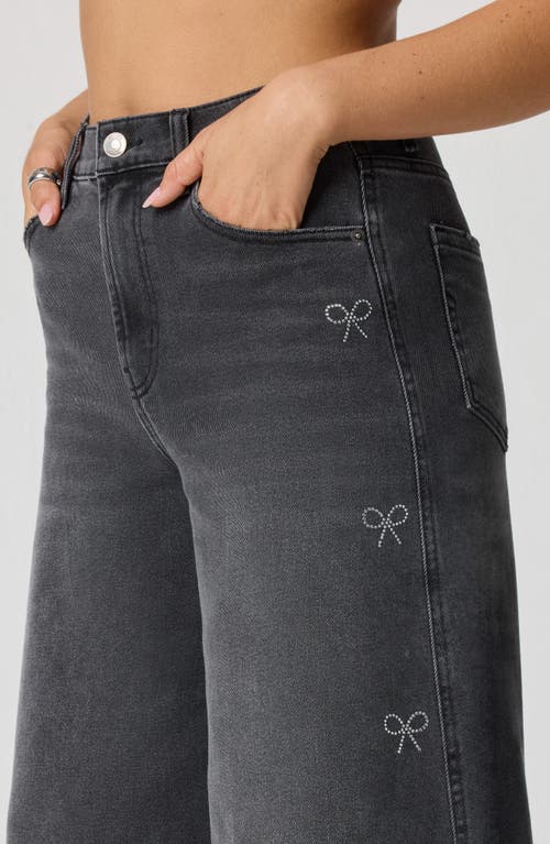 Florence By Mills Crystal Bow High Waist Wide Leg Jeans In Brown