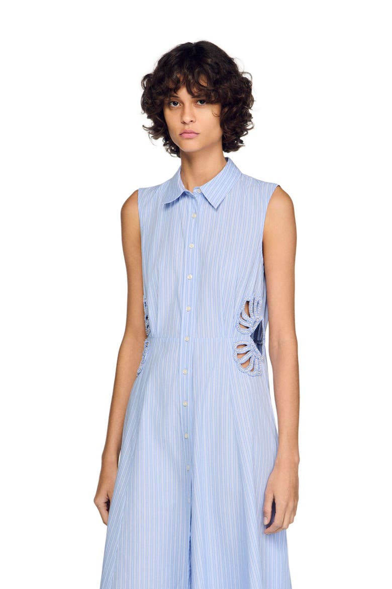 Striped cotton maxi dress, Alternate, color, Sky blue