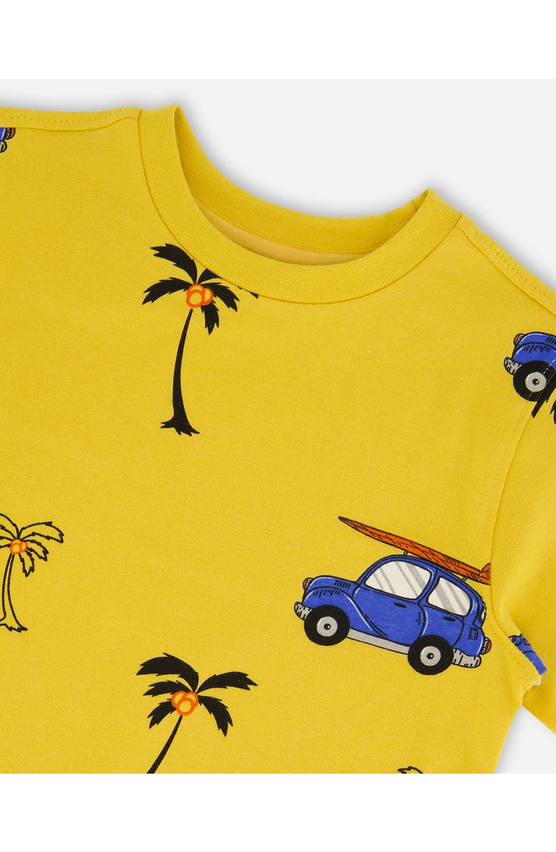 Deux par Deux Little Boy's Printed Organic Cotton Tee Yellow And Blue Car, Alternate, color, 