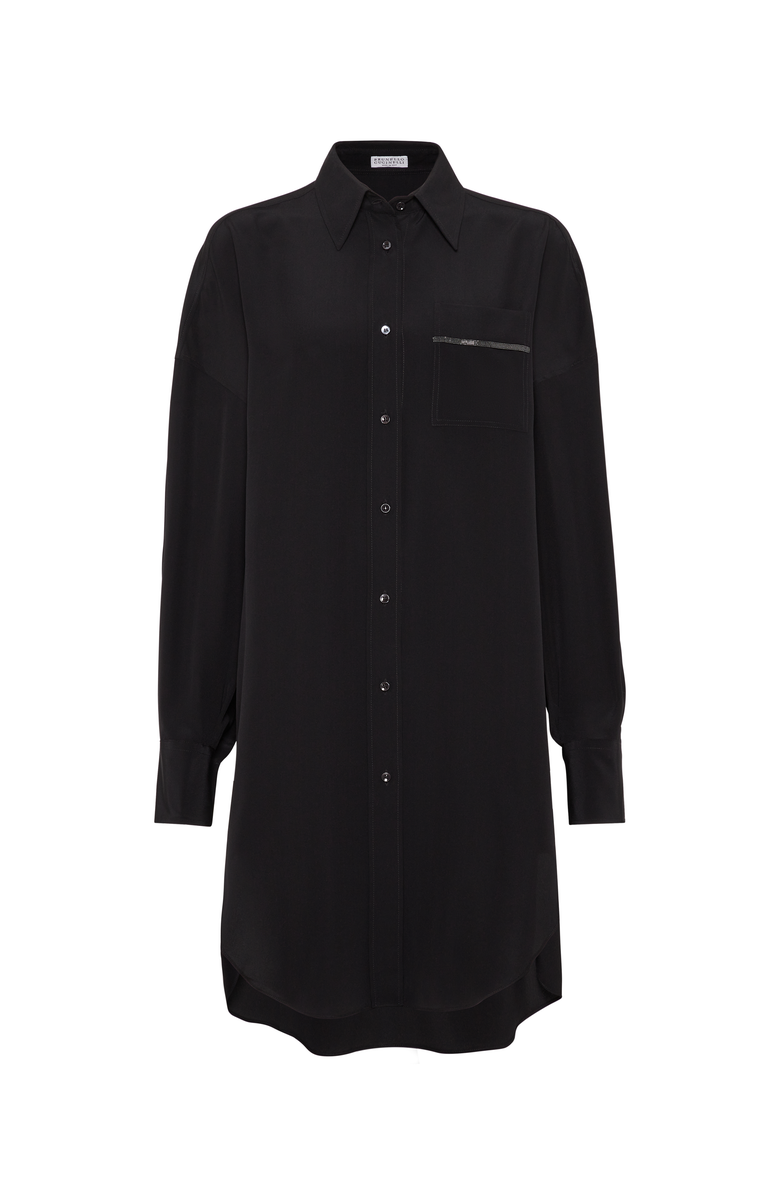 Brunello Cucinelli CrÃªpe de Chine long shirt, Main, color, 
