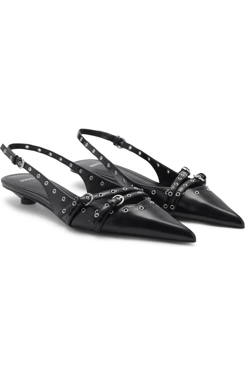 MANGO Grommet Pointed Toe Slingback Pump, Main, color,