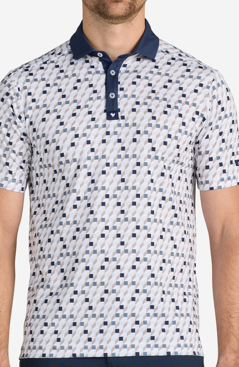 Bad Birdie Core Geo Print Performance Golf Polo, Alternate, color, Cube Conundrum - Blue