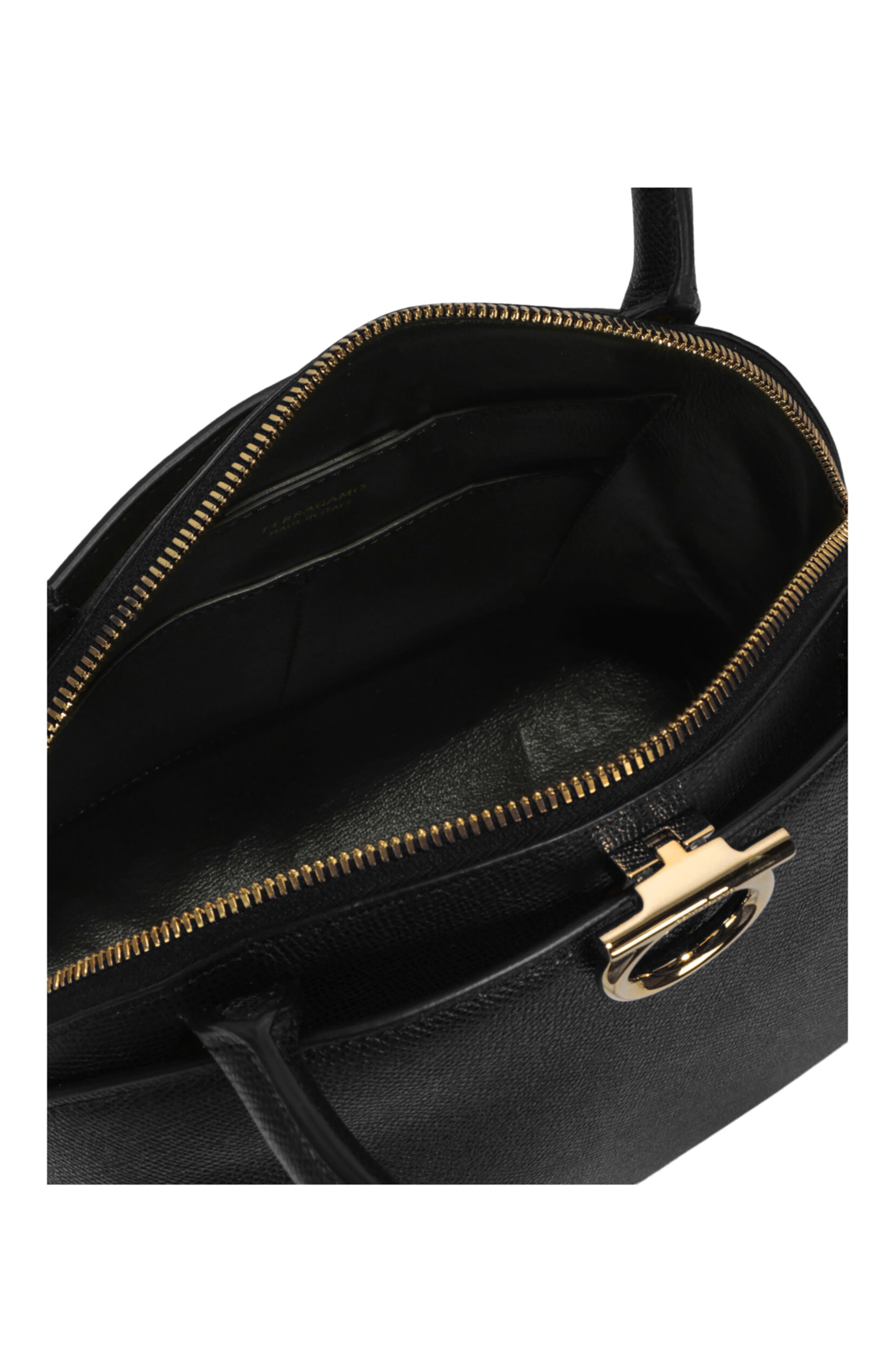 FERRAGAMO Gancini Medium Top Handle Bag, Alternate, color, Black