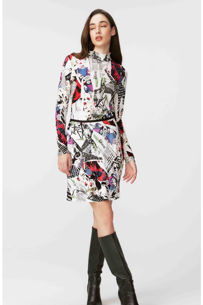 Mae Pop Art Newspaper Print Skirt, Alternate, color, POSTER GIRL