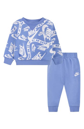 Nike Sportswear Club Crewneck Sweatshirt & Joggers Set In Blue
