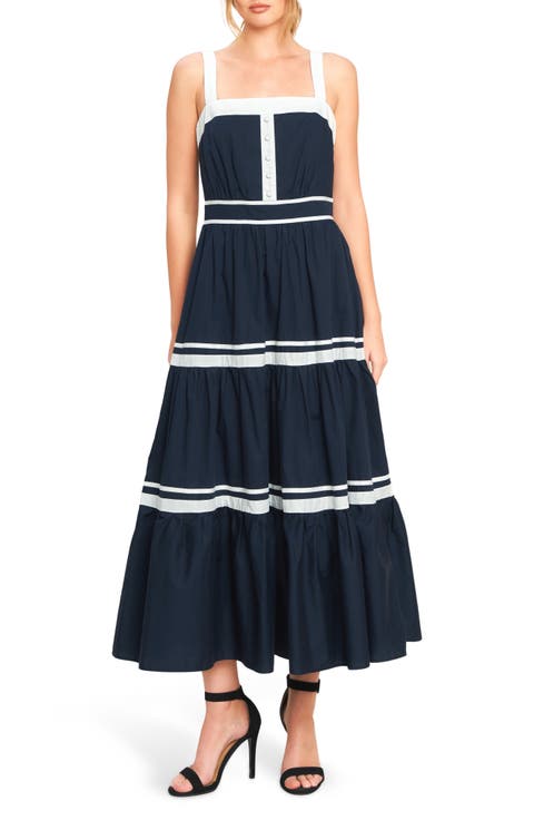 Two Tone Sleeveless Tiered Maxi Dress