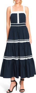 FLYING TOMATO Two Tone Sleeveless Tiered Maxi Dress