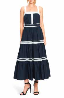 FLYING TOMATO Two Tone Sleeveless Tiered Maxi Dress