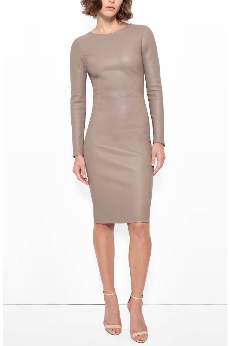 Mrs. Smith Stretch Leather Dress, Main, color, Truffle