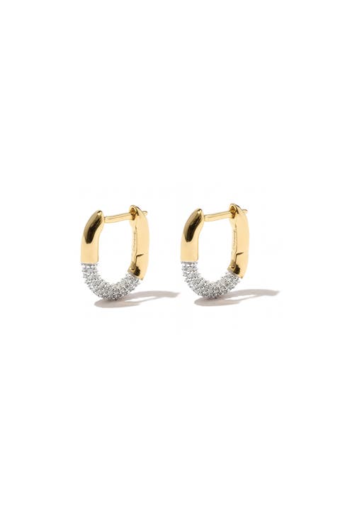 14kt Gold Vermeil Small Demi-Pavé Staple Hoop Earrings
