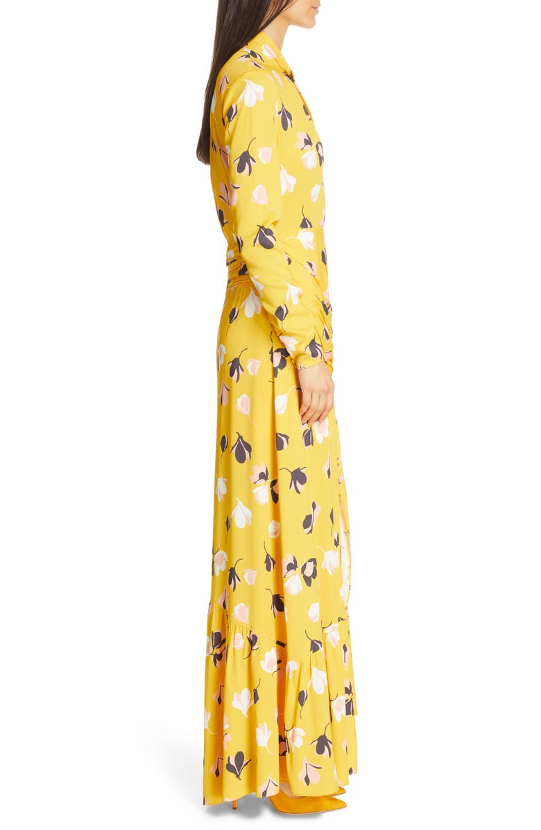 Self-Portrait Floral Print Twist Neck Long Sleeve Maxi Dress, Alternate, color,
