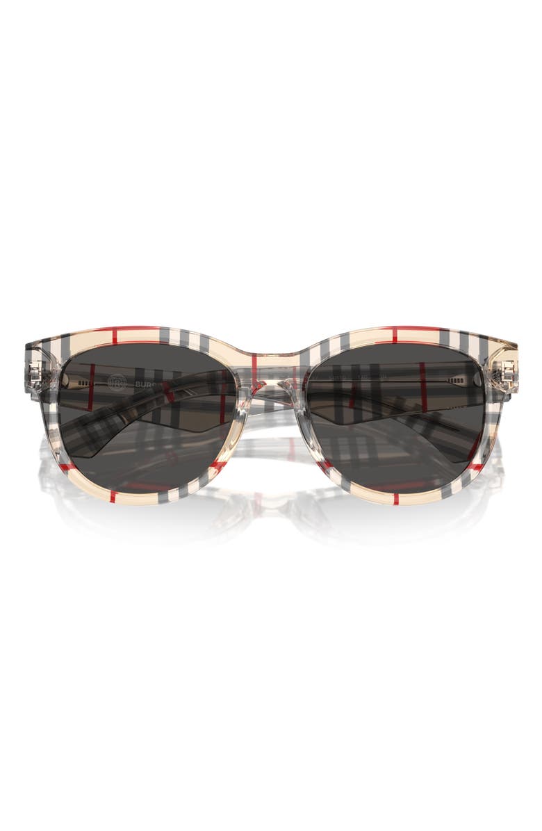 Burberry 54mm Round Sunglasses, Alternate, color, Rbbr Gnmtl