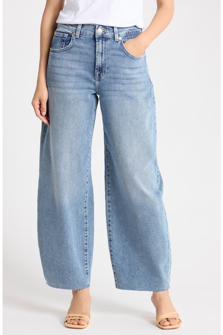 Bonnie High Waist Raw Hem Curvilinear Jeans, Main, color, NEWPORT BEACH