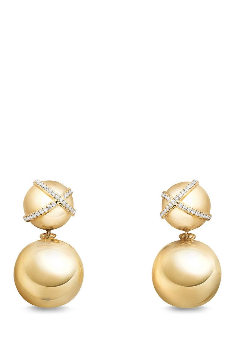 Solari Pavé Wrap Double Drop Earrings with Diamonds in 18K Gold, Main, color, YELLOW GOLD