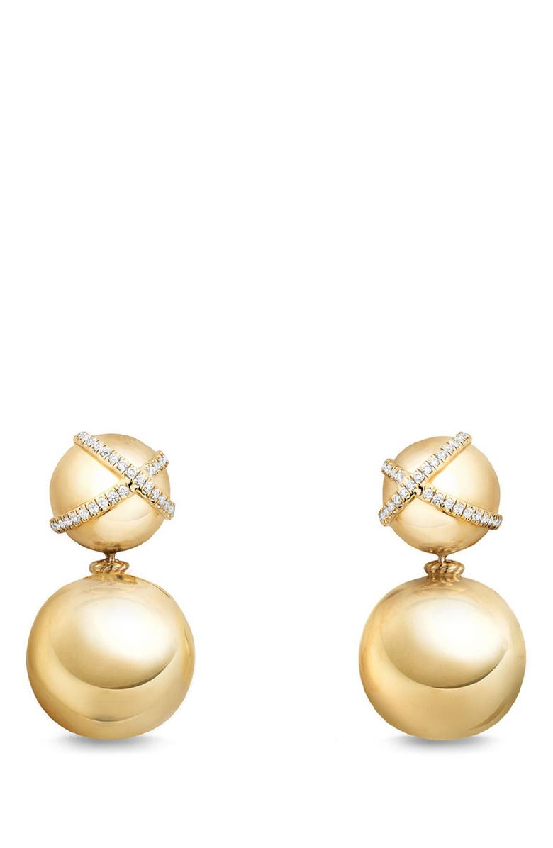 David Yurman Solari Pavé Wrap Double Drop Earrings with Diamonds in 18K Gold, Main, color, 
