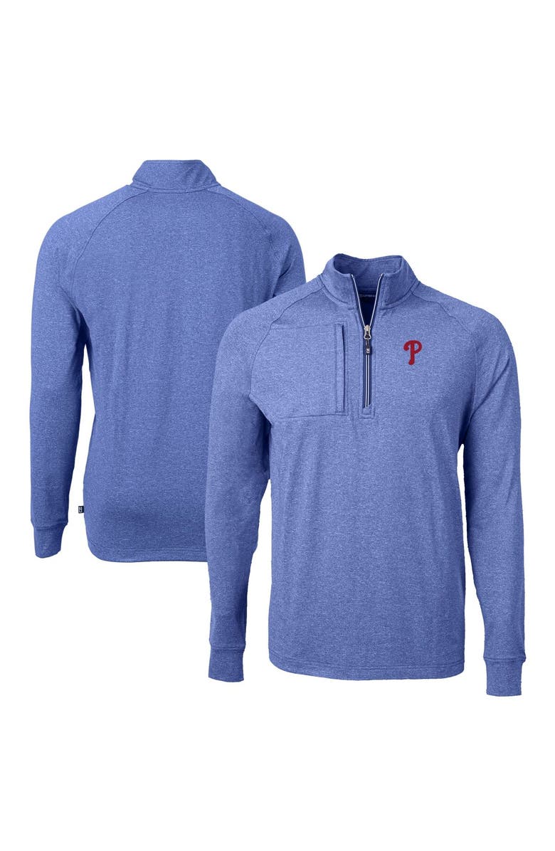 Cutter & Buck Men's Cutter & Buck Heather Royal Philadelphia Phillies Big & Tall Adapt Eco Knit Stretch Recycled Quarter-Zip Pullover Top, Main, color, Heather Royal