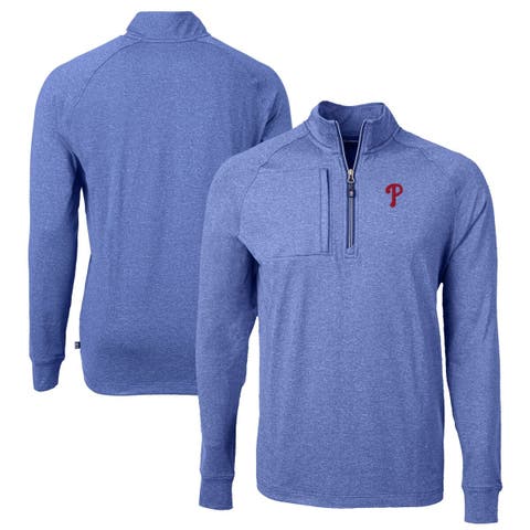 Men's Cutter & Buck Heather Royal Philadelphia Phillies Big & Tall Adapt Eco Knit Stretch Recycled Quarter-Zip Pullover Top