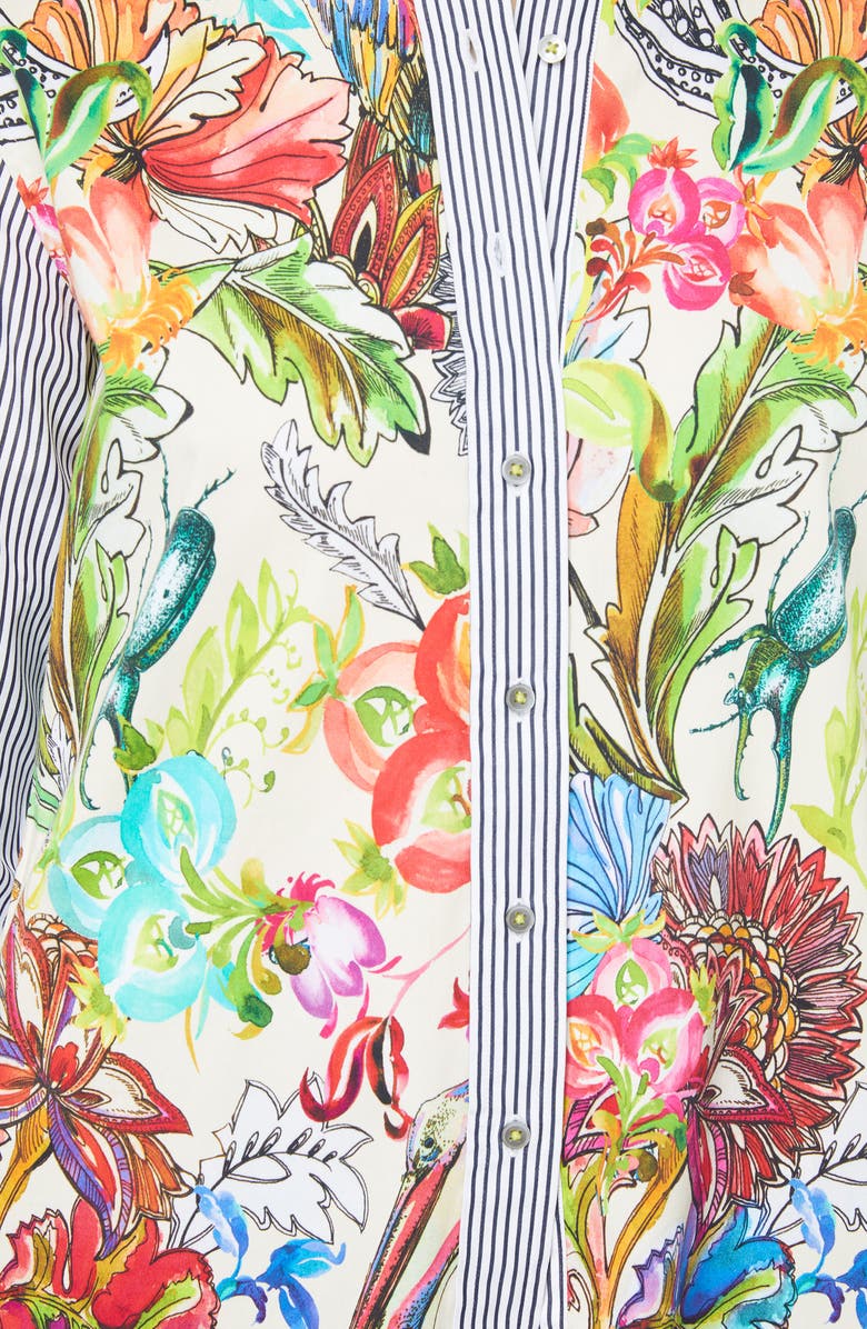 Robert Graham Carrie Floral & Stripe Print Button-Up Shirt, Alternate, color, Multi
