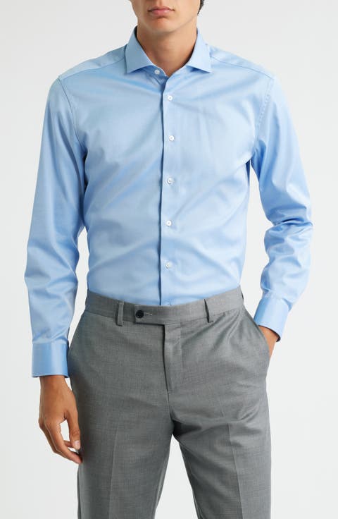 Slim Fit Non-Iron Cotton Twill Cover Shirt