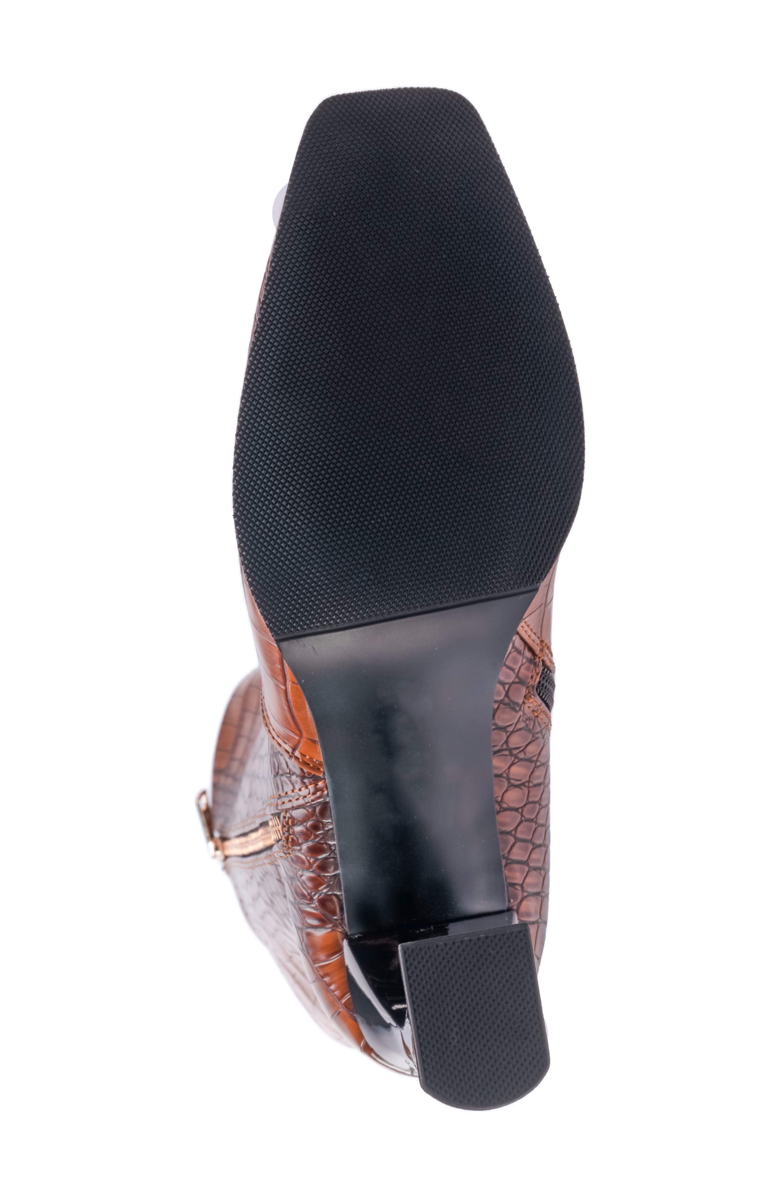 NINETY UNION London Croc Embossed Knee High Boot, Alternate, color, Brown