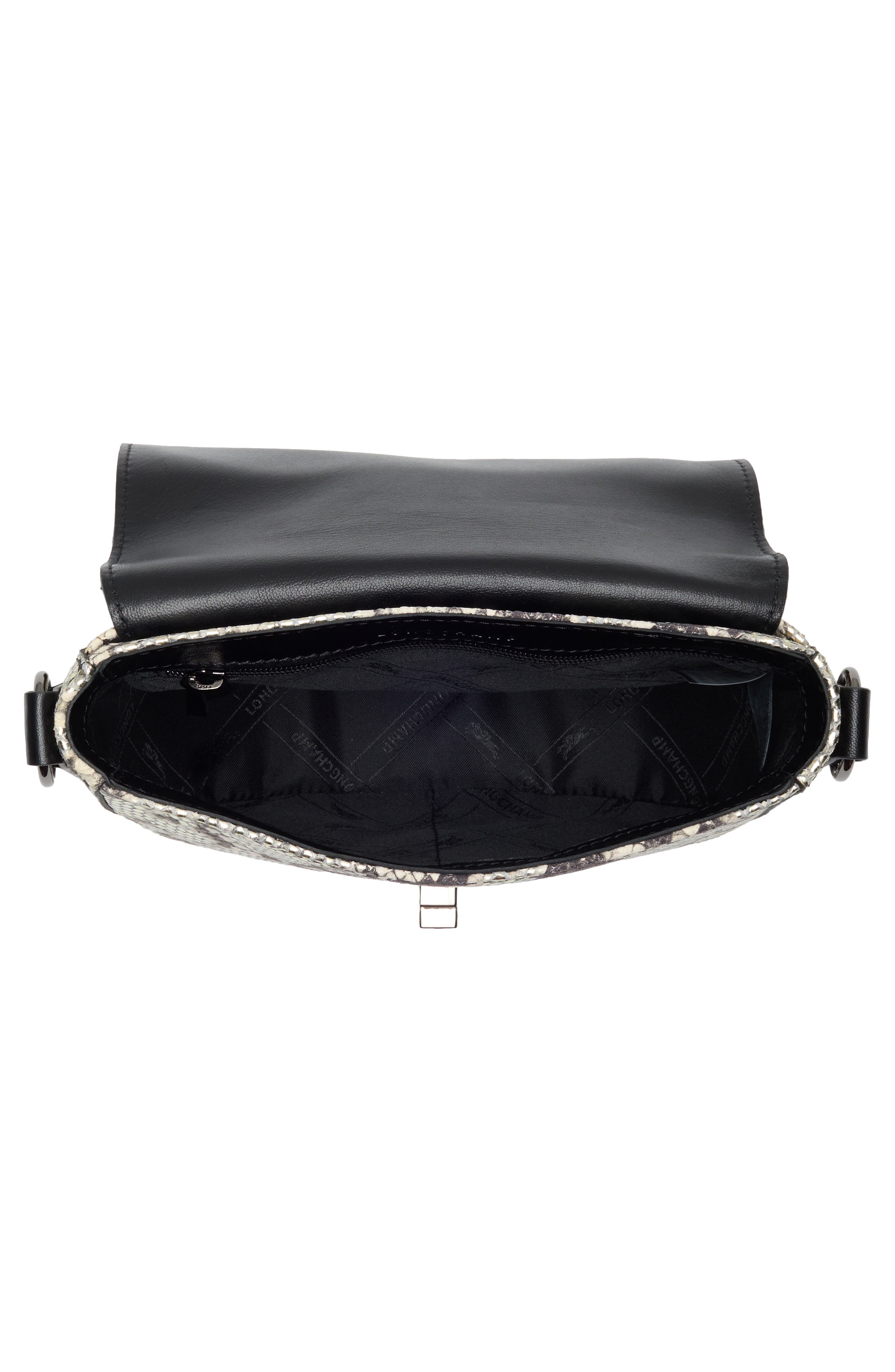 Longchamp Small Cavalcade Snakeskin Print Leather Crossbody Bag, Alternate, color, Platinum