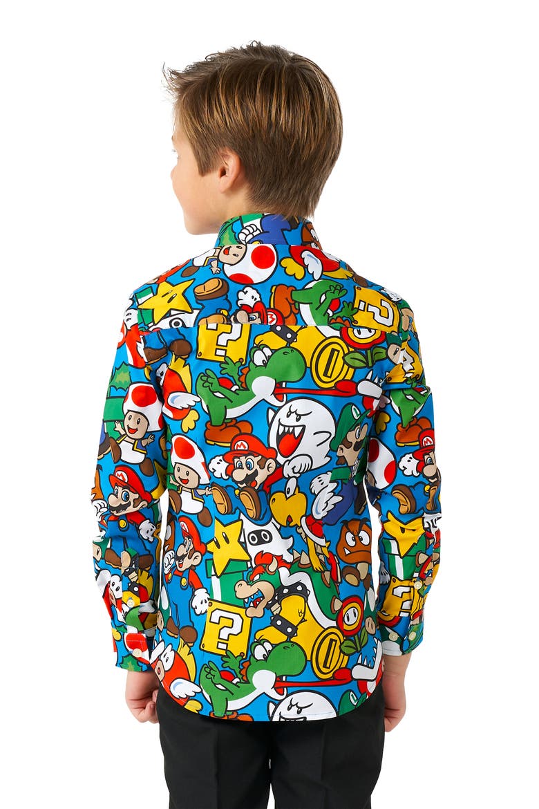 Kids' Super Mario Dress Shirt, Alternate, color, BLUE MISC