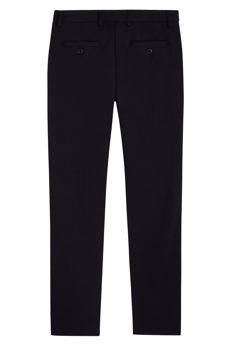 Slim Tailored Fit Flat Front Soft Touch Knit Dress Pants, Alternate, color, BLACK