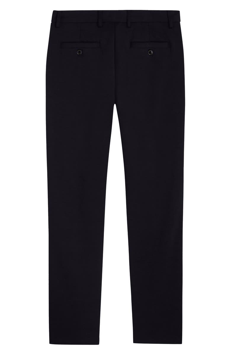 Bugatchi Slim Tailored Fit Flat Front Soft Touch Knit Dress Pants, Alternate, color, Black