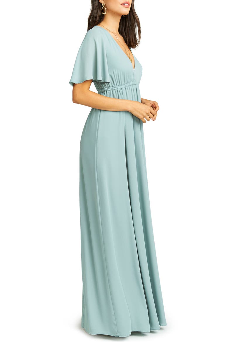 Emily Chiffon A-Line Gown, Alternate, color, SILVER SAGE CRISP